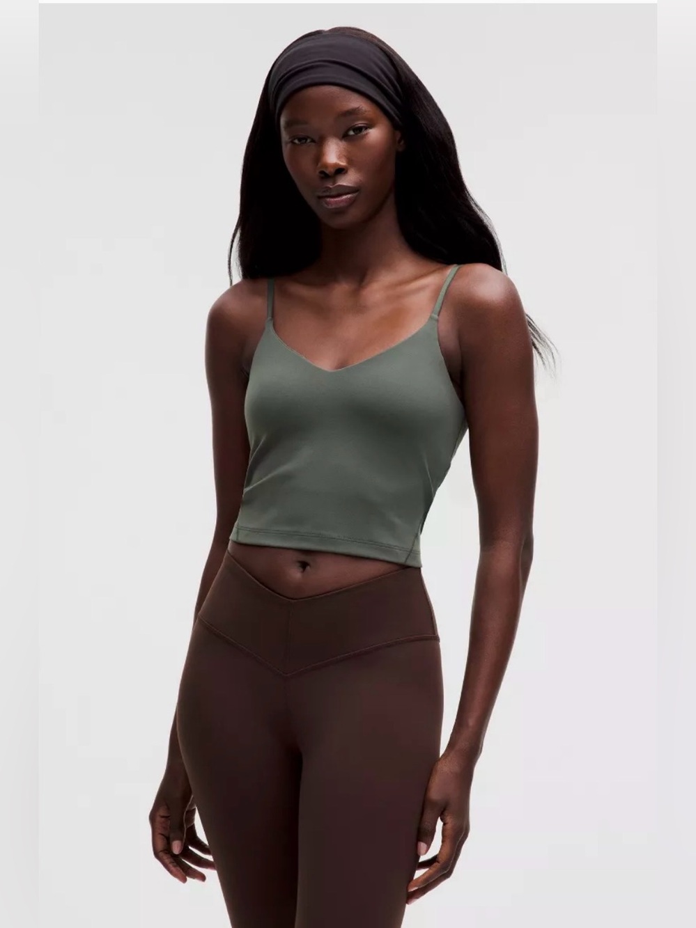Lululemon Align Cropped Cami Tank Top Size 2 Sage Green Light Support A/B Cup